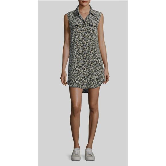 Equipment Femme Floral Silk Sleeveless Slim Signature Shift Shirt Dress | Size M - Picture 12 of 12
